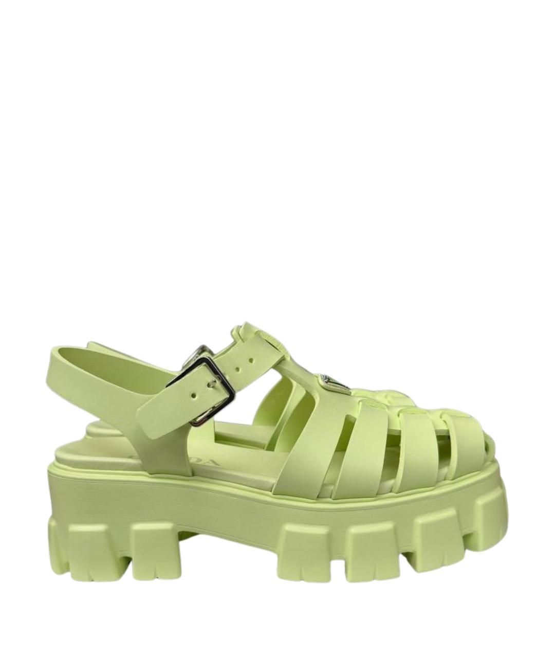 PRADA Салатовые резиновые сандалии, фото 1