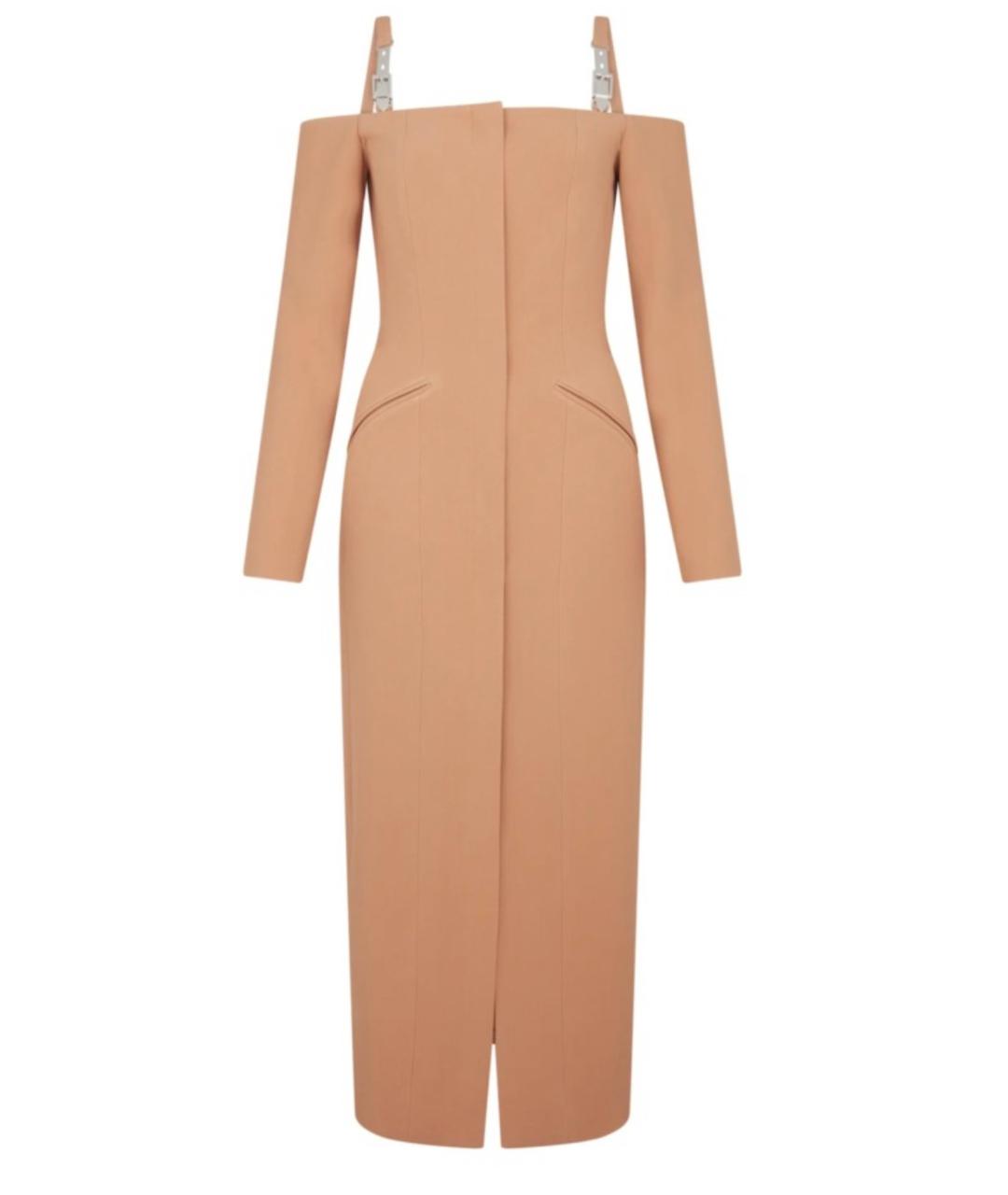 DAVID KOMA Бежевое вискозное коктейльное платье, фото 1