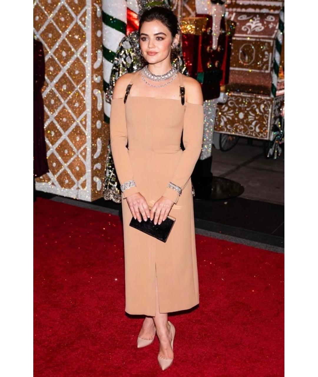 DAVID KOMA Бежевое вискозное коктейльное платье, фото 2