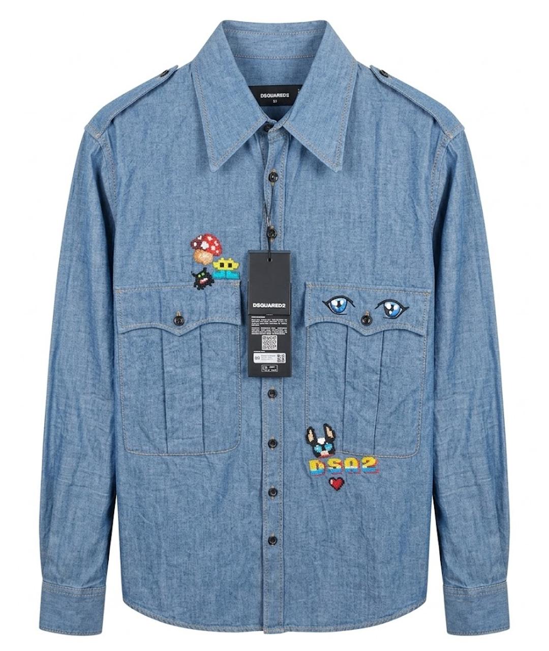 DSQUARED2 Голубая хлопковая кэжуал рубашка, фото 1