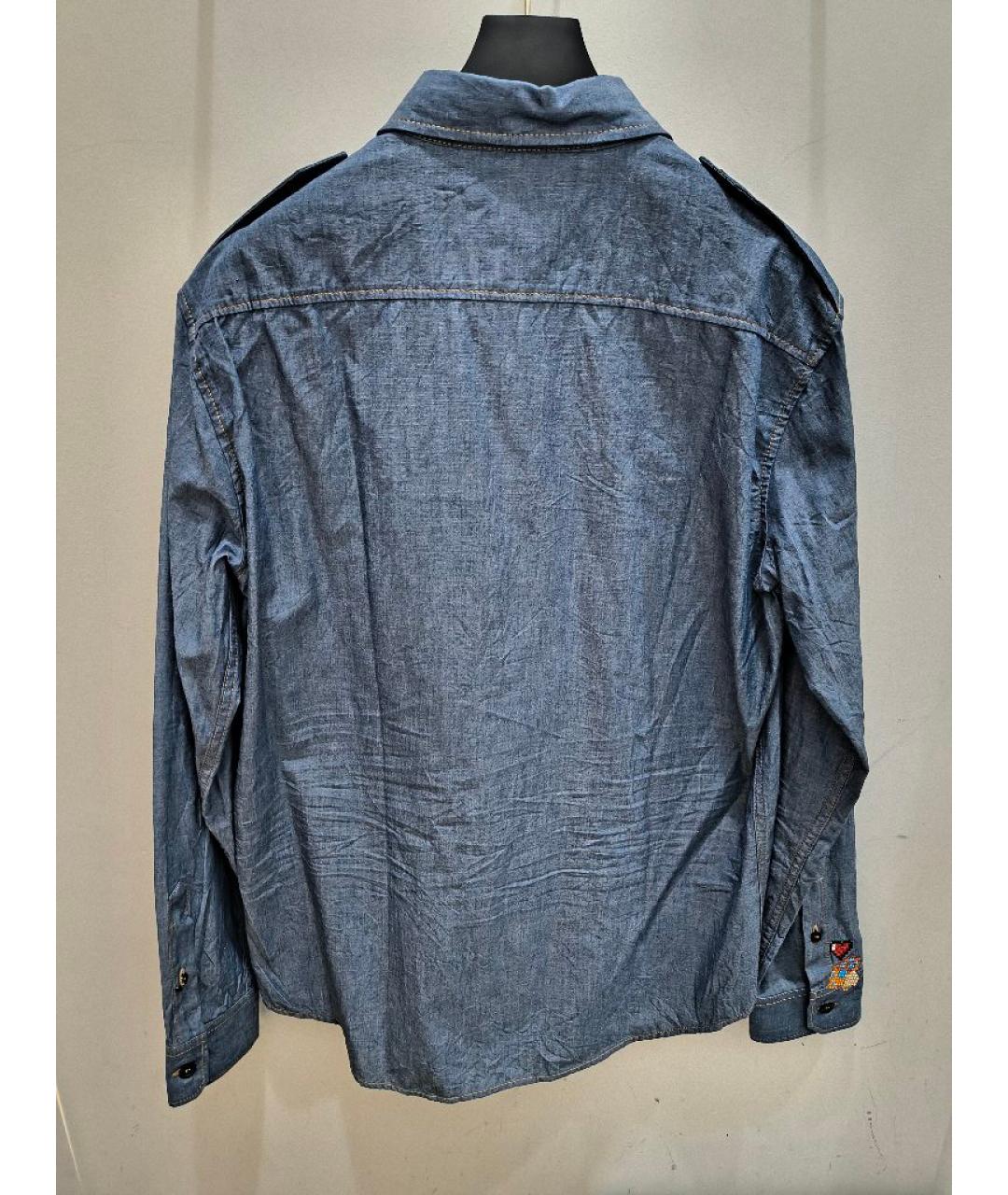 DSQUARED2 Голубая хлопковая кэжуал рубашка, фото 2