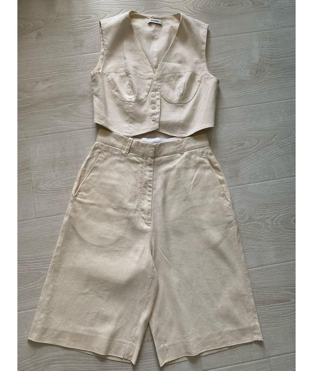 SANDRO Бежевый хлопковый костюм с брюками, фото 2