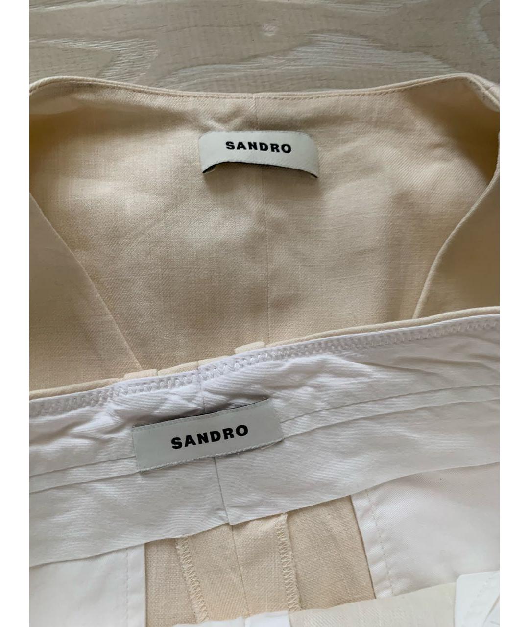 SANDRO Бежевый хлопковый костюм с брюками, фото 5