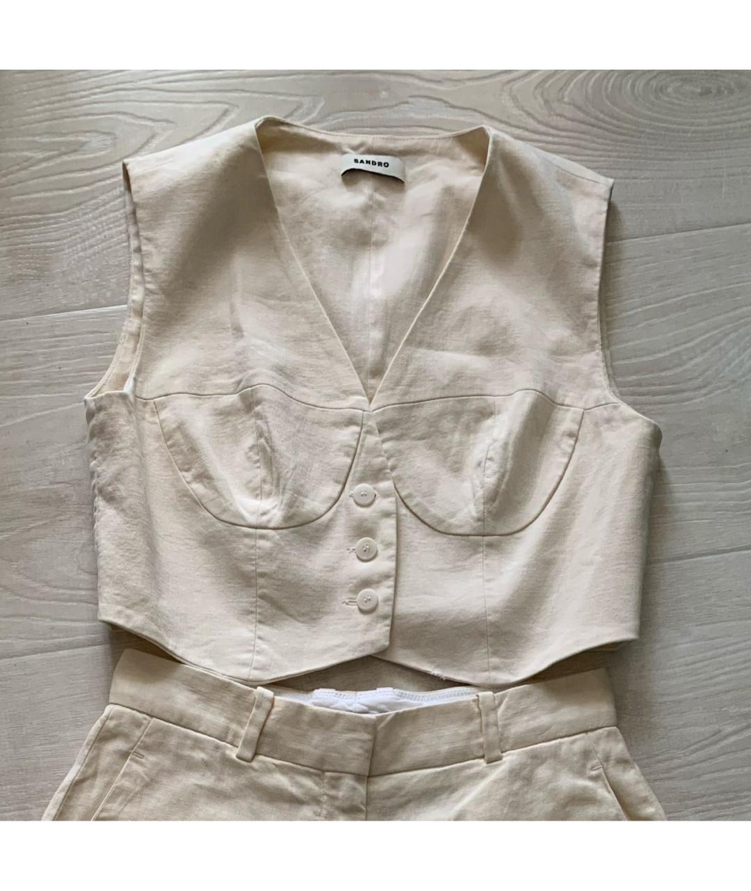 SANDRO Бежевый хлопковый костюм с брюками, фото 3
