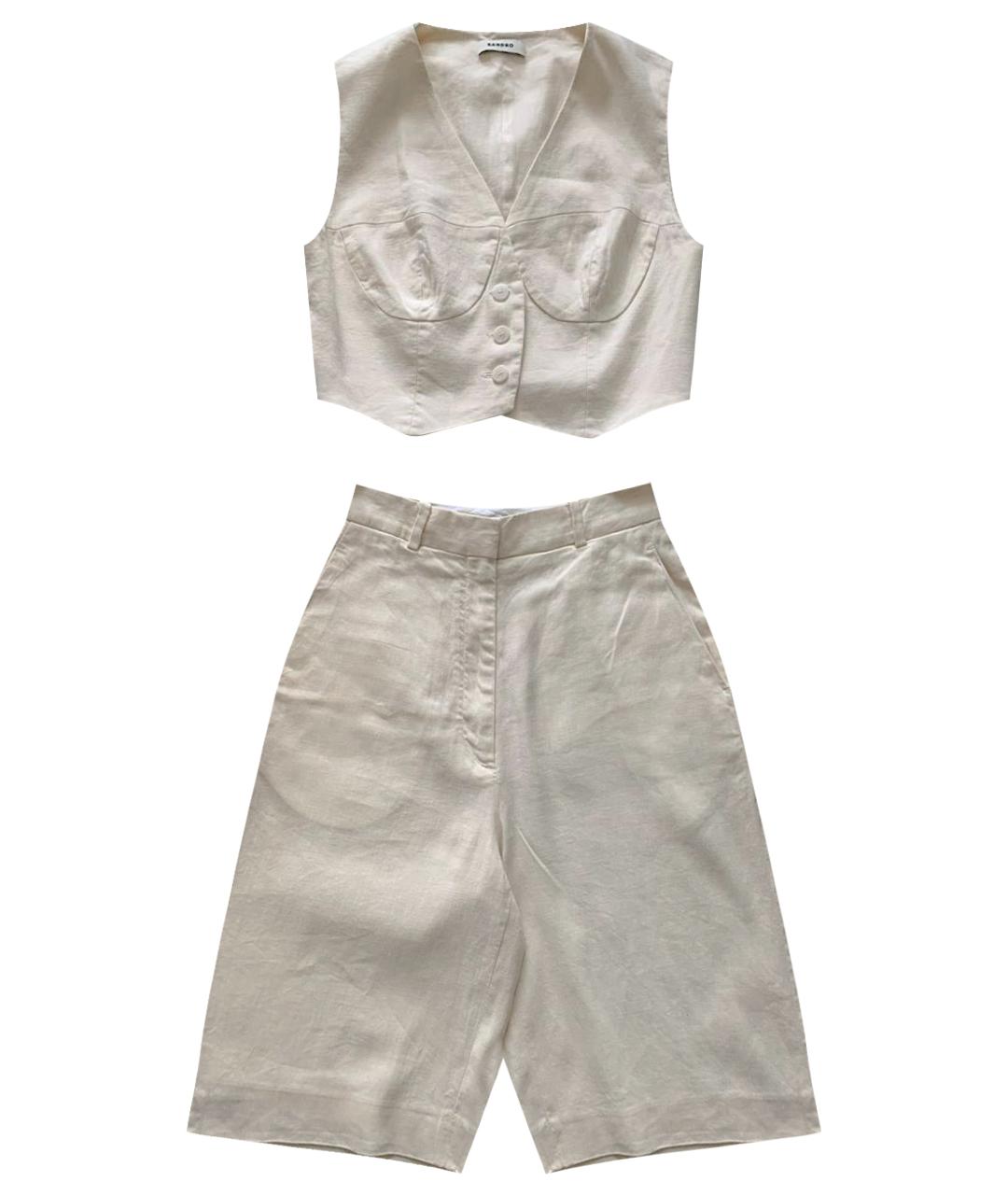 SANDRO Бежевый хлопковый костюм с брюками, фото 1