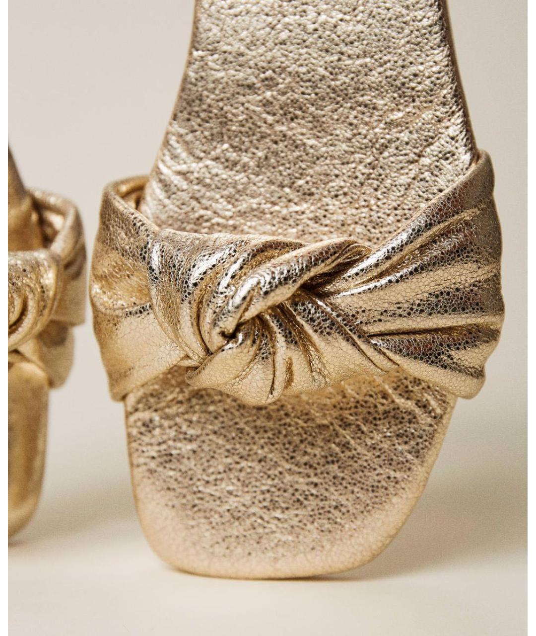 TWIN-SET Золотые кожаные босоножки, фото 5