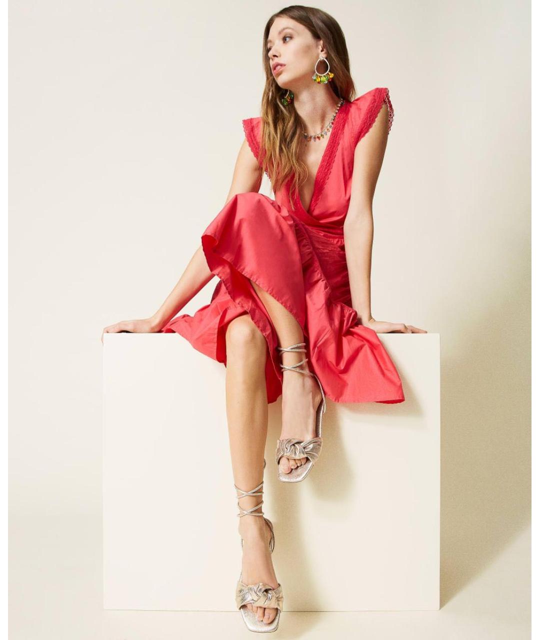 TWIN-SET Золотые кожаные босоножки, фото 2