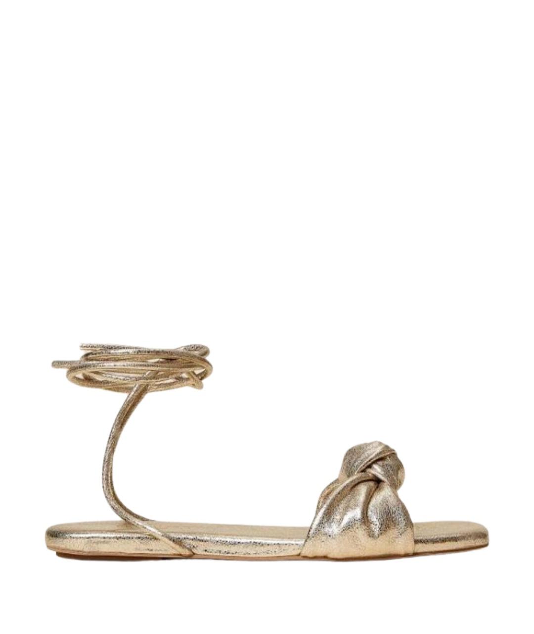 TWIN-SET Золотые кожаные босоножки, фото 1