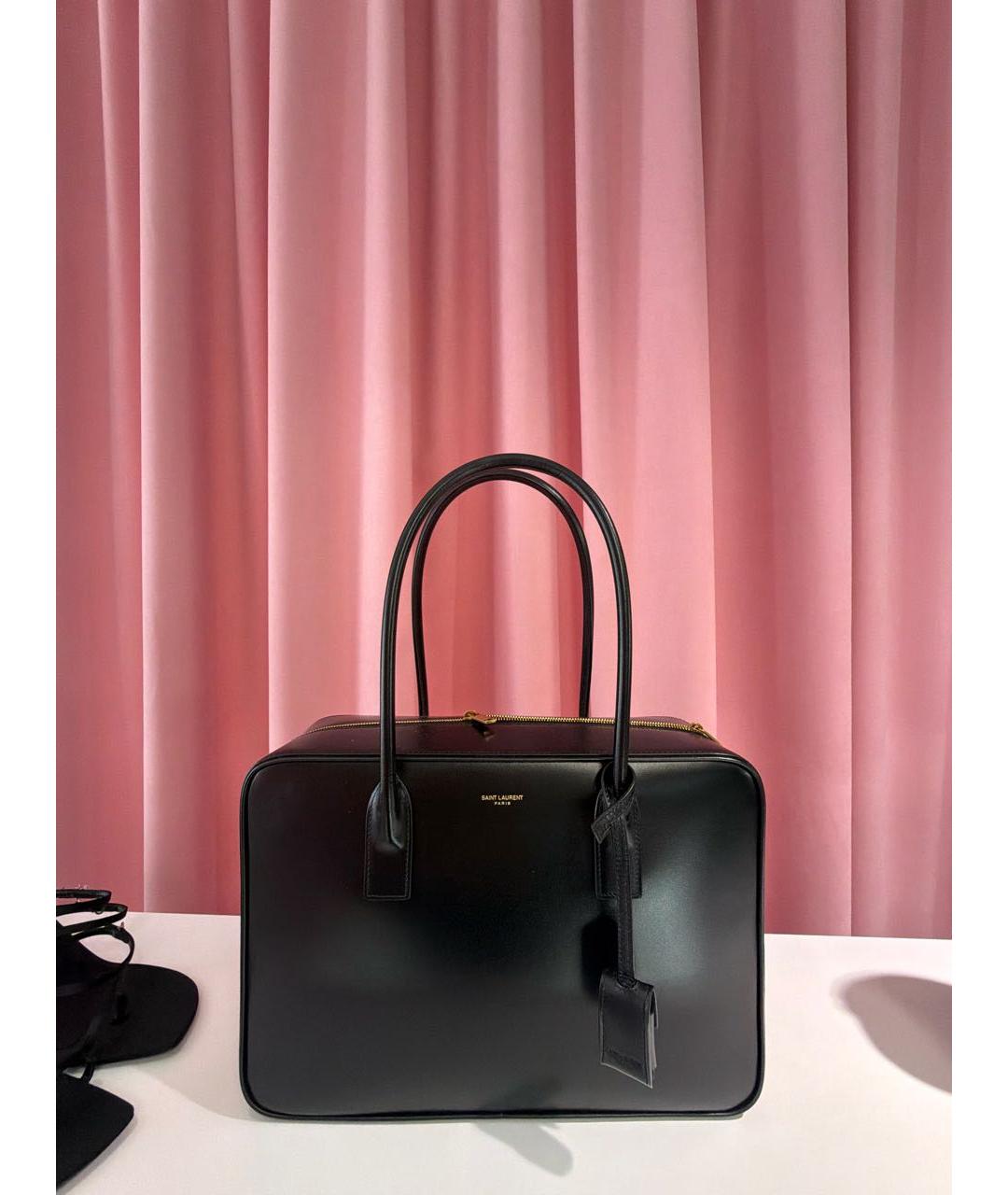 SAINT LAURENT Черная кожаная сумка тоут, фото 2