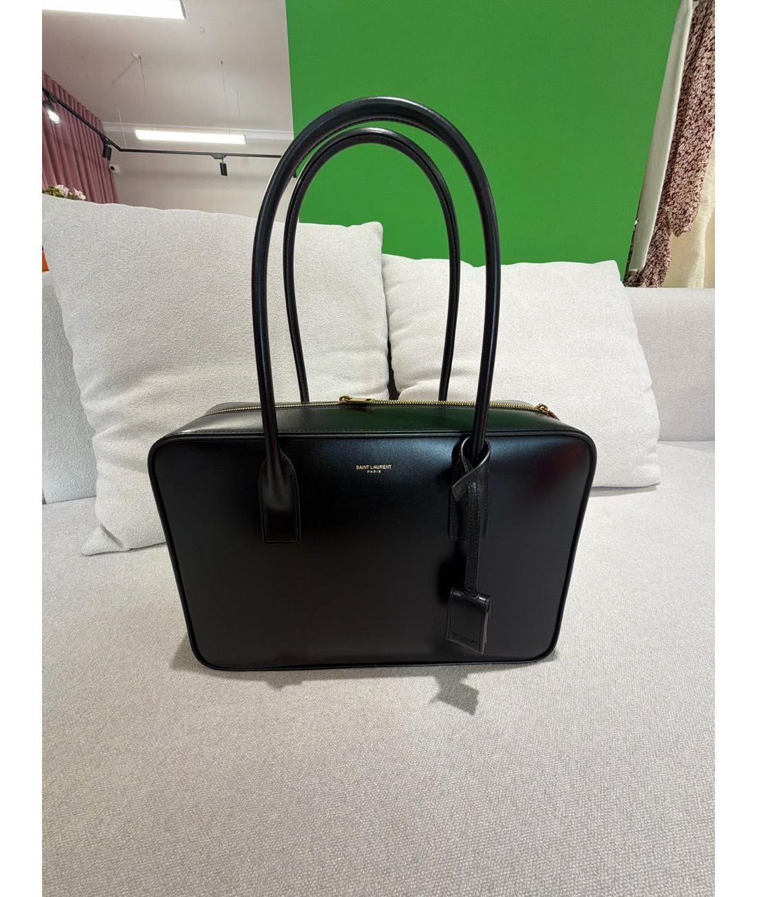 SAINT LAURENT Черная кожаная сумка тоут, фото 3