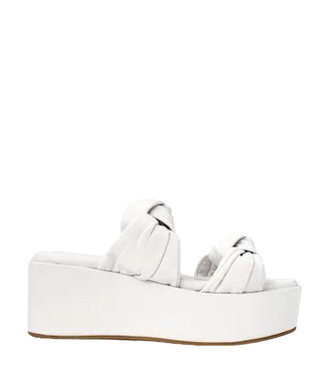 TWIN-SET Белые кожаные шлепанцы, фото 1