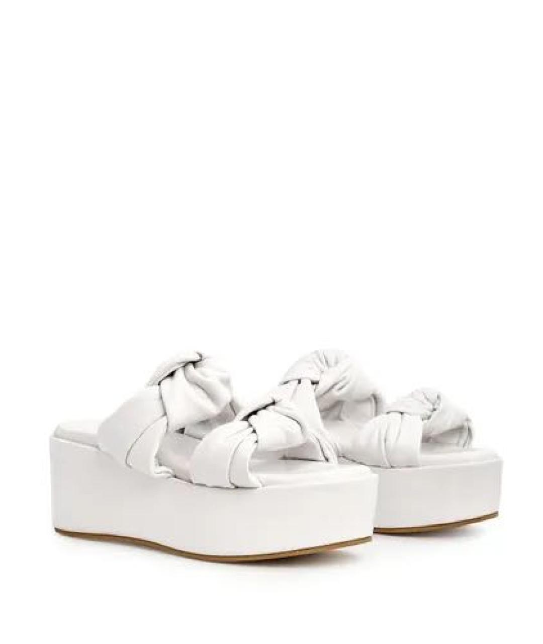 TWIN-SET Белые кожаные шлепанцы, фото 4