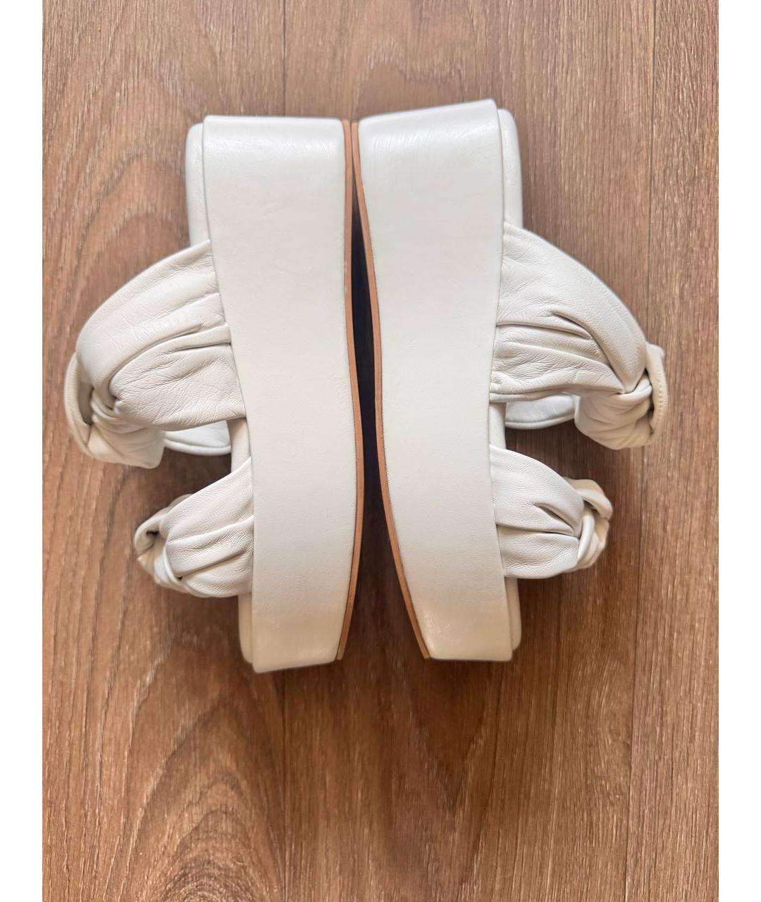 TWIN-SET Белые кожаные шлепанцы, фото 7