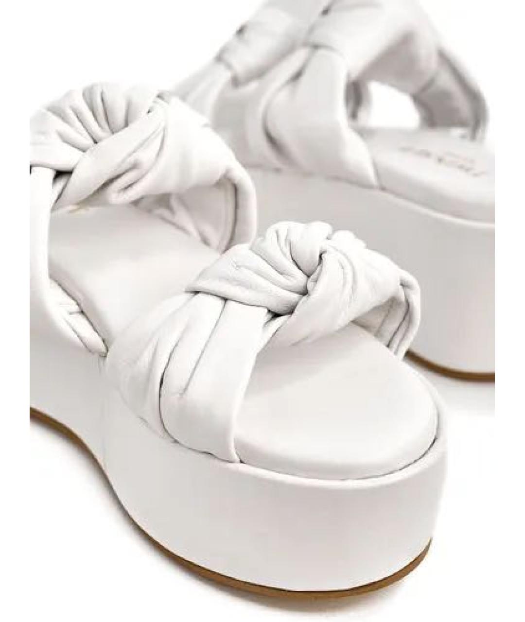 TWIN-SET Белые кожаные шлепанцы, фото 3