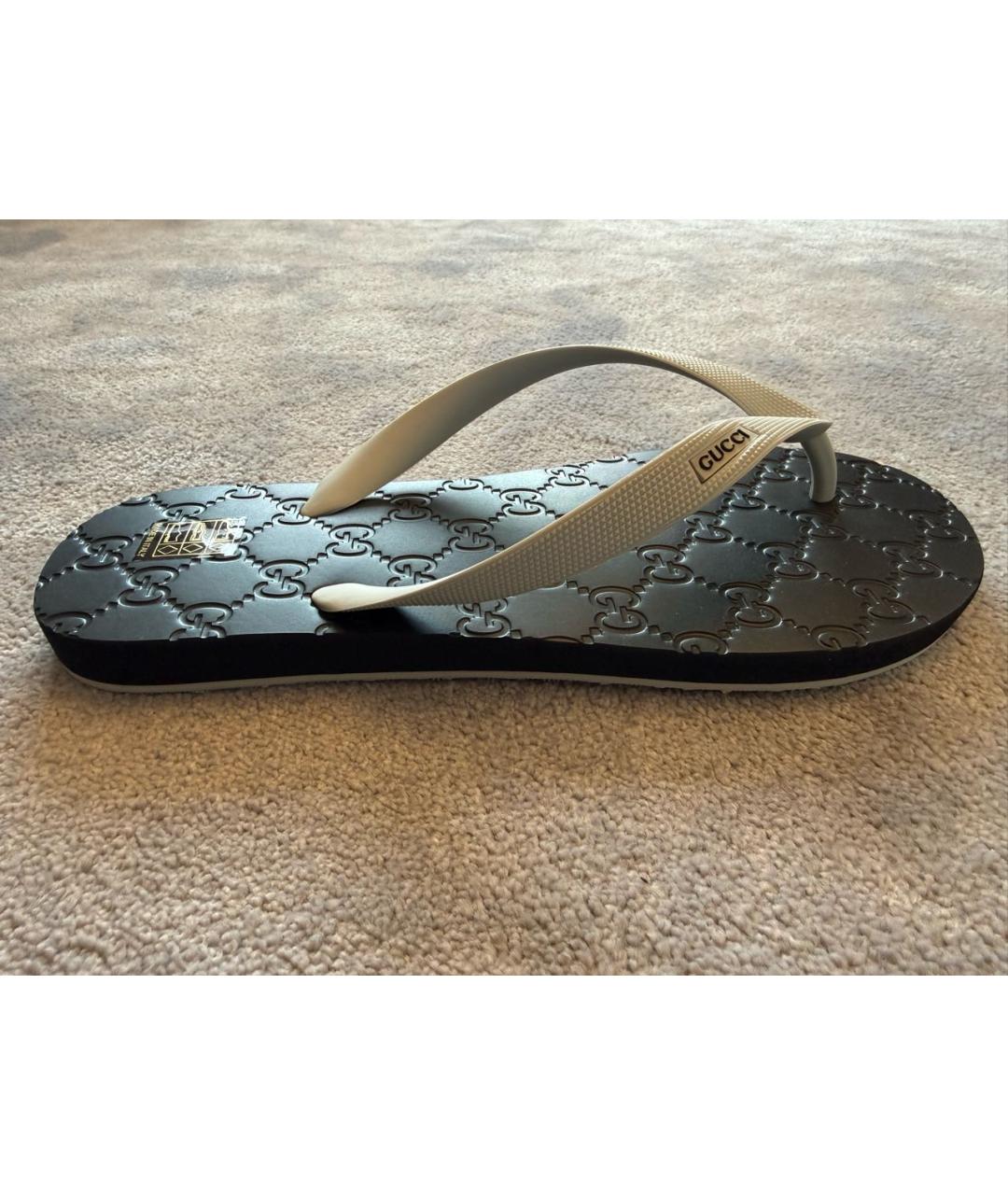 GUCCI Черные резиновые шлепанцы, фото 8