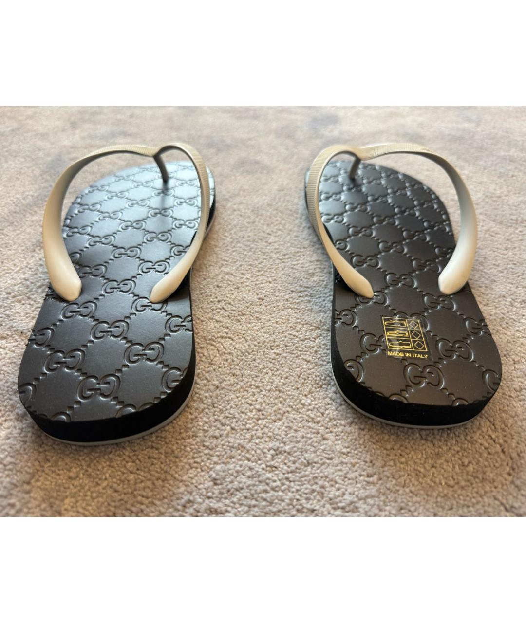 GUCCI Черные резиновые шлепанцы, фото 4