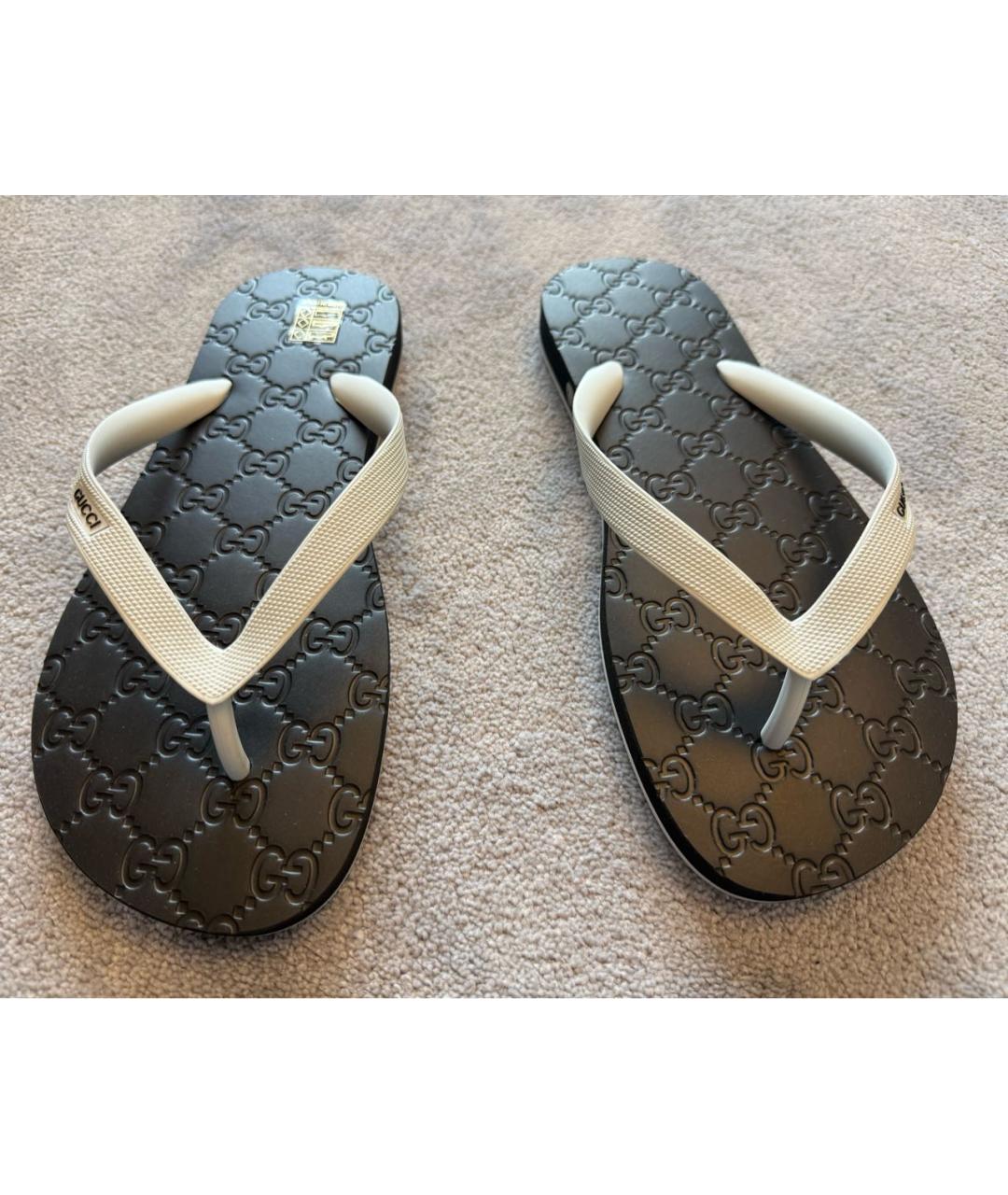 GUCCI Черные резиновые шлепанцы, фото 2