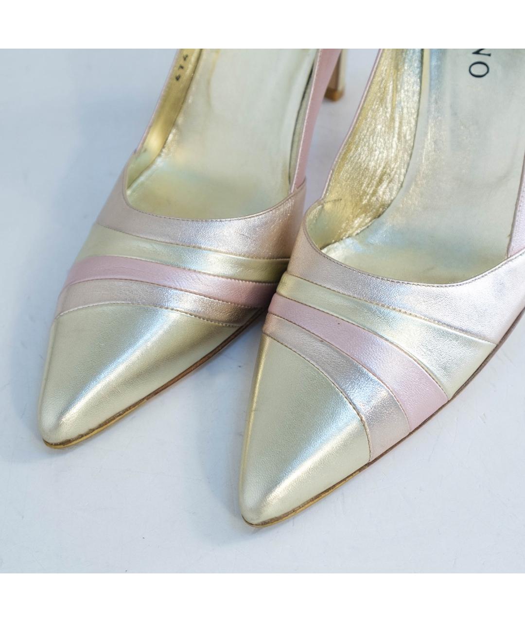 VALENTINO Золотые кожаные туфли, фото 3
