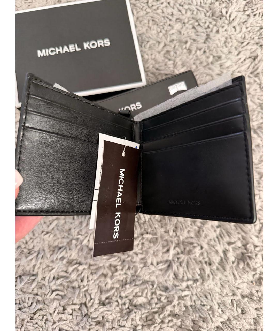 MICHAEL KORS Черный кожаный кошелек, фото 3