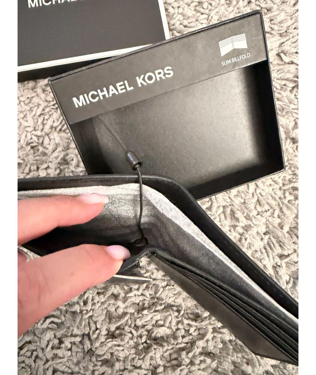 MICHAEL KORS Черный кожаный кошелек, фото 4