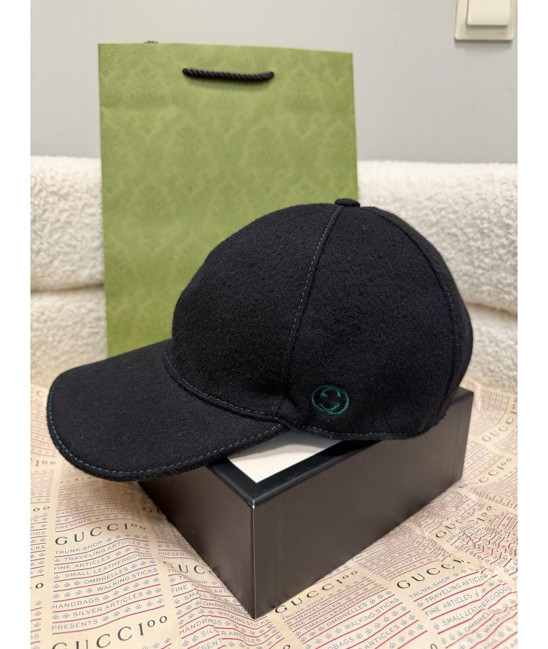 GUCCI Черная шерстяная кепка/бейсболка, фото 9