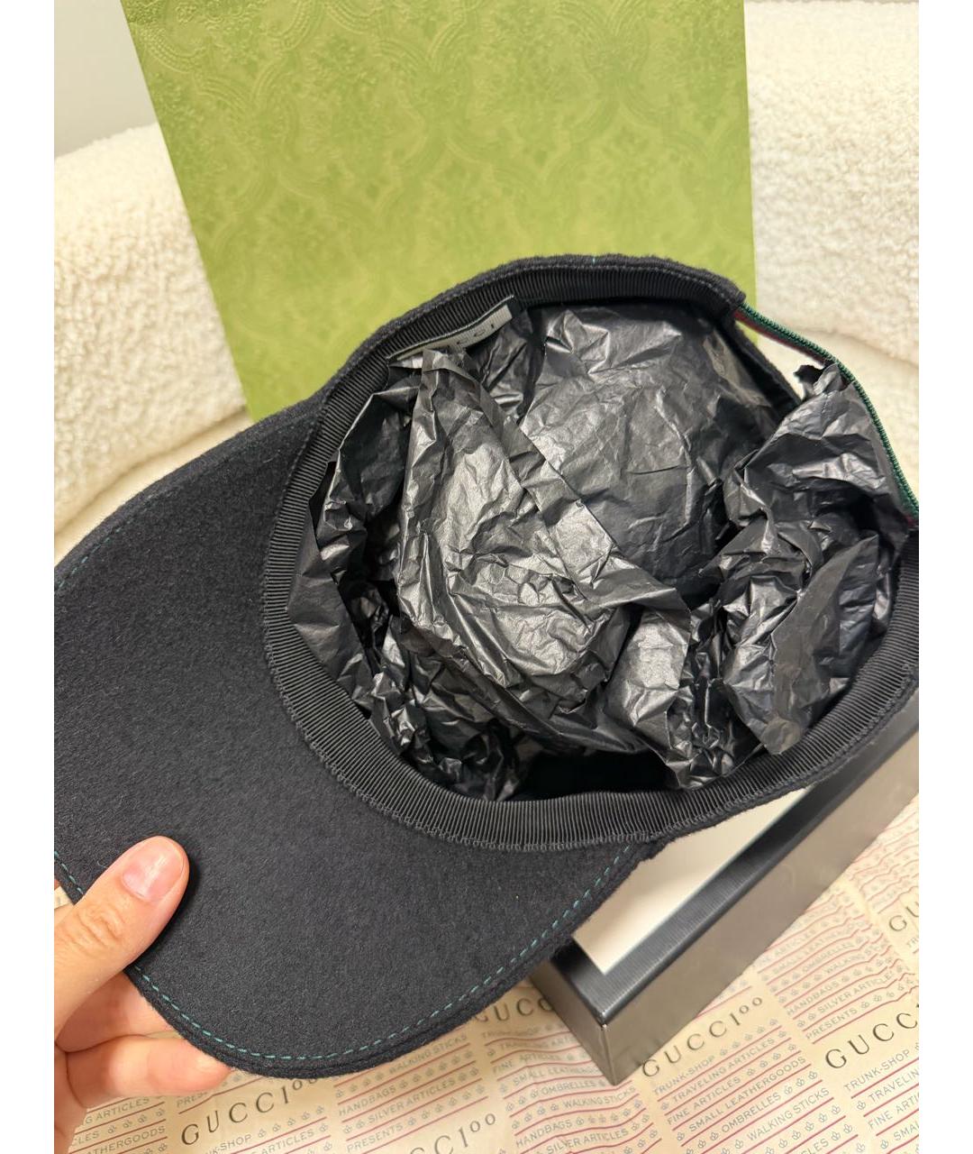 GUCCI Черная шерстяная кепка/бейсболка, фото 4