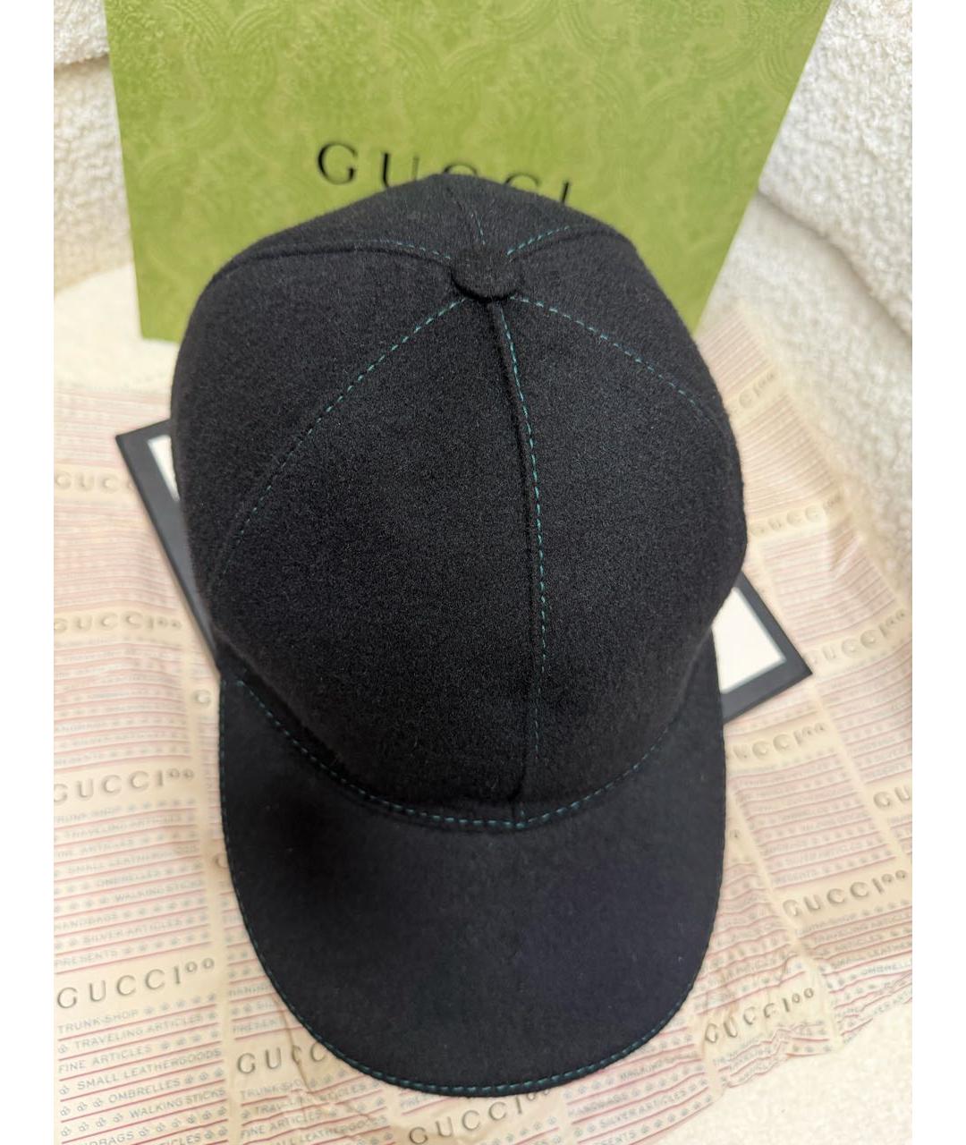 GUCCI Черная шерстяная кепка/бейсболка, фото 2