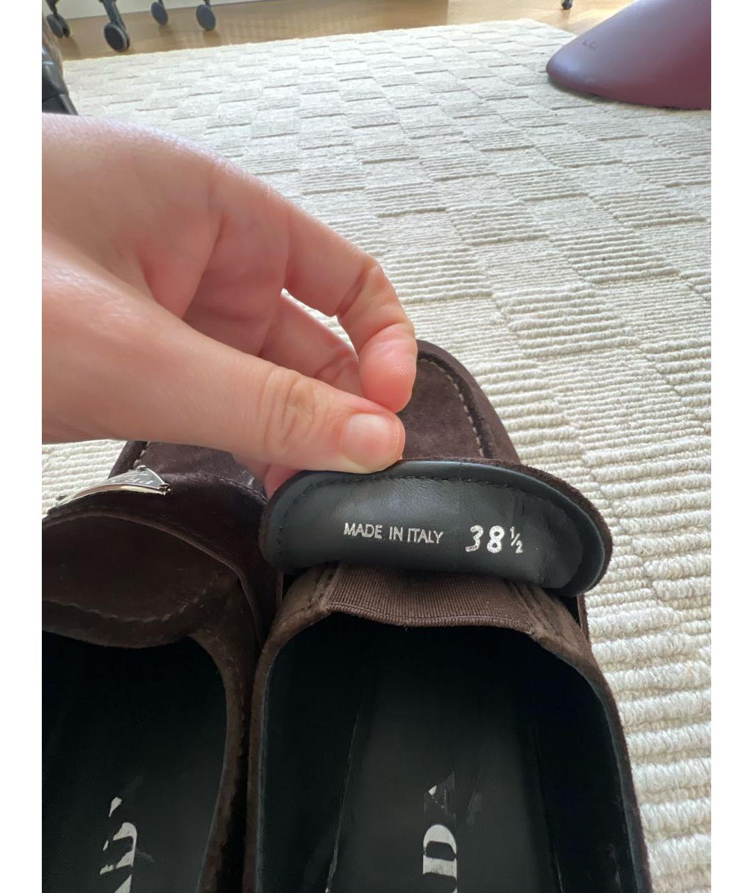 PRADA Коричневые замшевые лоферы, фото 6