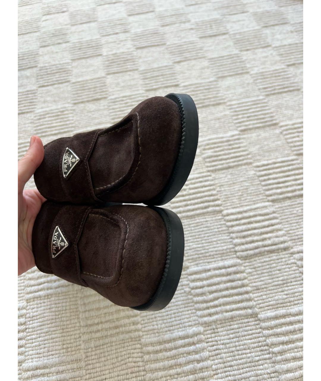 PRADA Коричневые замшевые лоферы, фото 3
