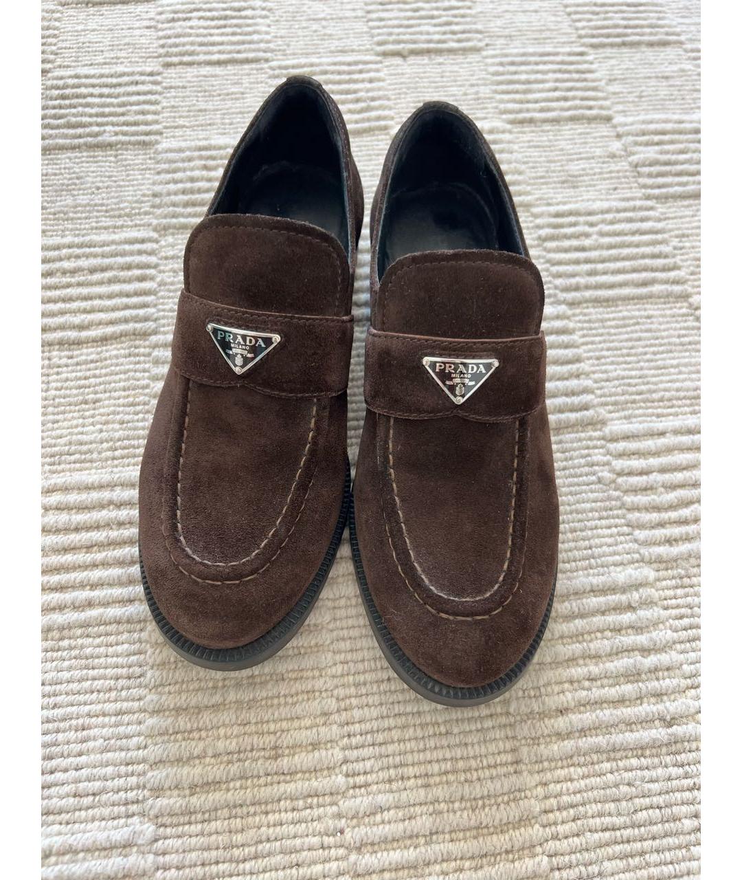 PRADA Коричневые замшевые лоферы, фото 2