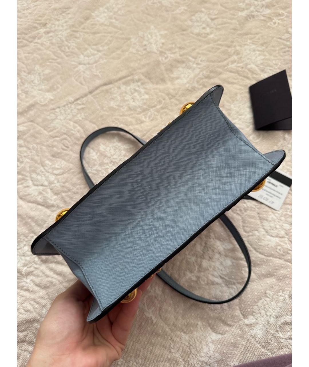 PRADA Голубая кожаная сумка с короткими ручками, фото 2