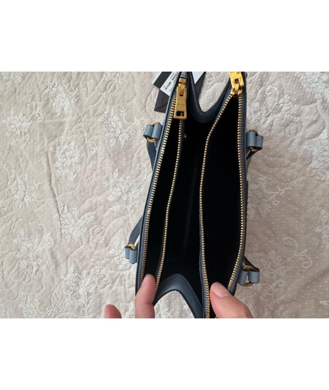 PRADA Голубая кожаная сумка с короткими ручками, фото 4