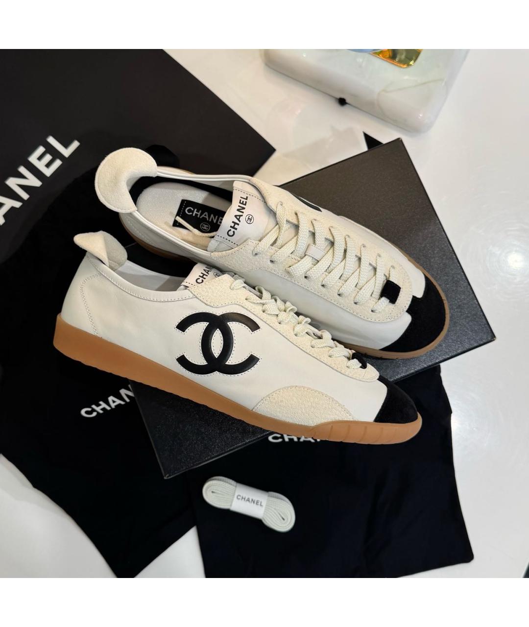 CHANEL Белые кожаные кеды, фото 7