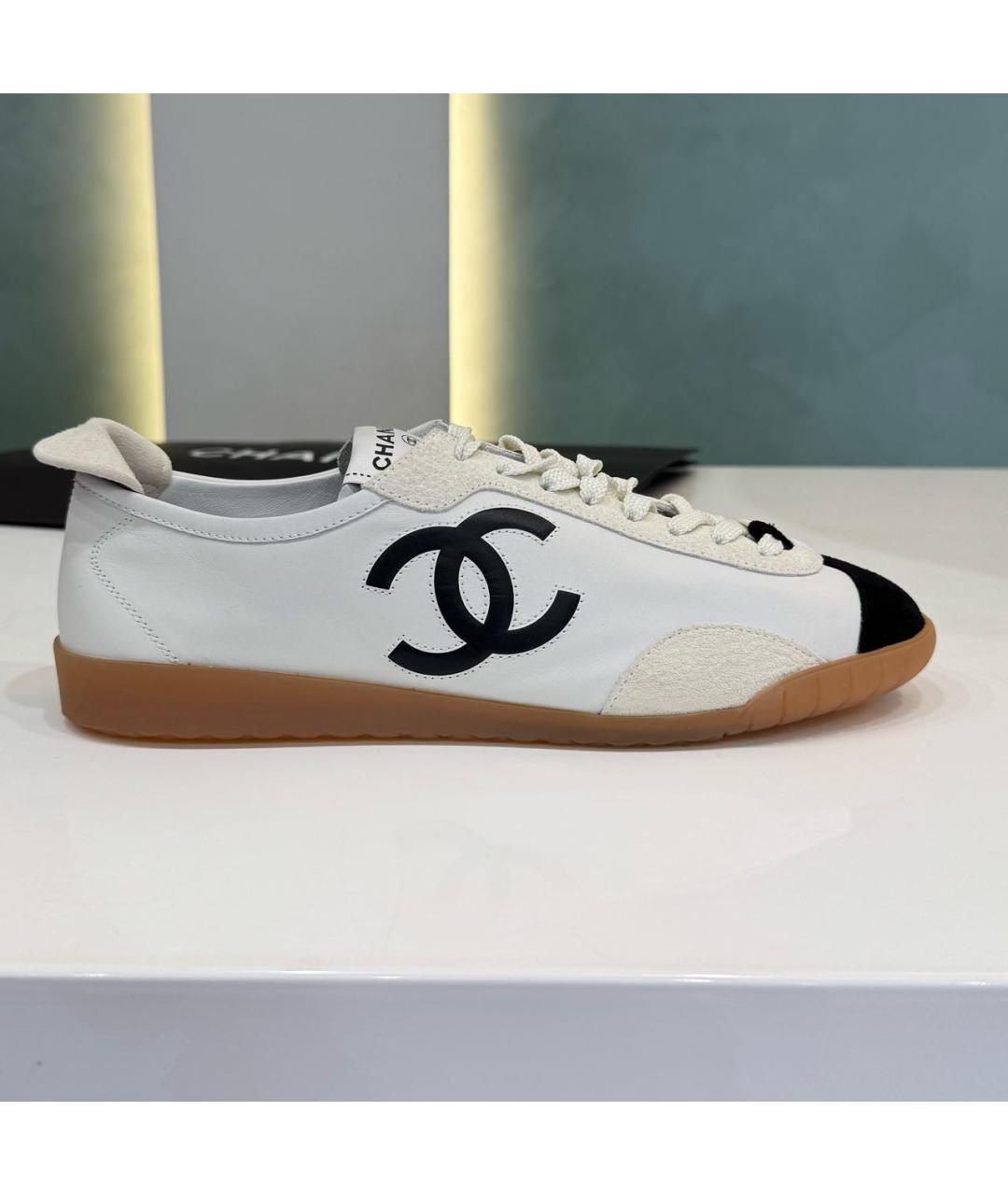 CHANEL Белые кожаные кеды, фото 8