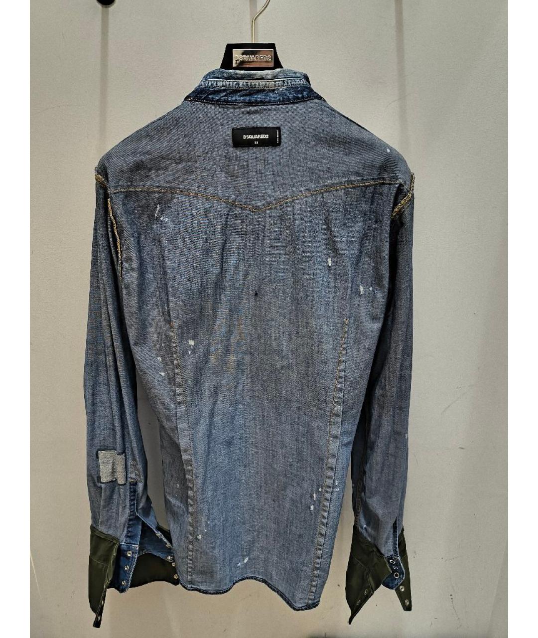 DSQUARED2 Голубая хлопковая кэжуал рубашка, фото 3