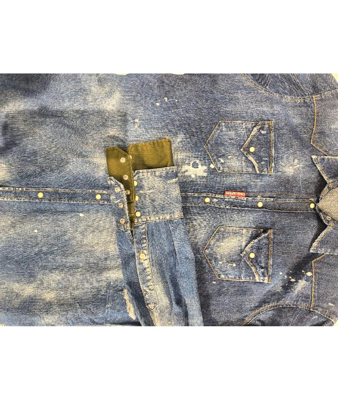 DSQUARED2 Голубая хлопковая кэжуал рубашка, фото 4