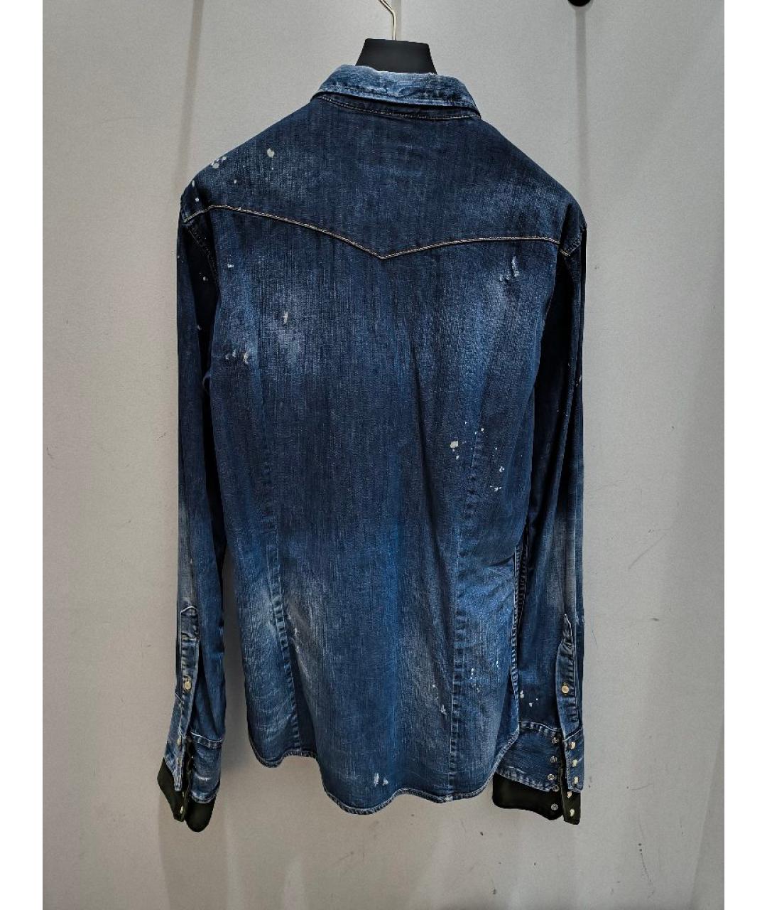 DSQUARED2 Голубая хлопковая кэжуал рубашка, фото 2