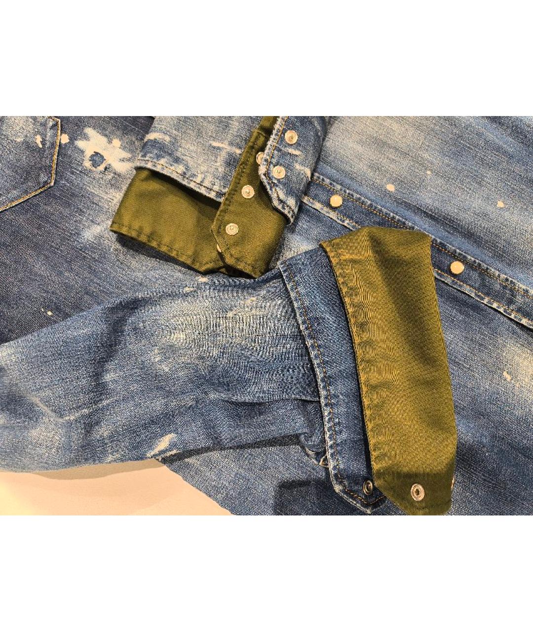 DSQUARED2 Голубая хлопковая кэжуал рубашка, фото 8