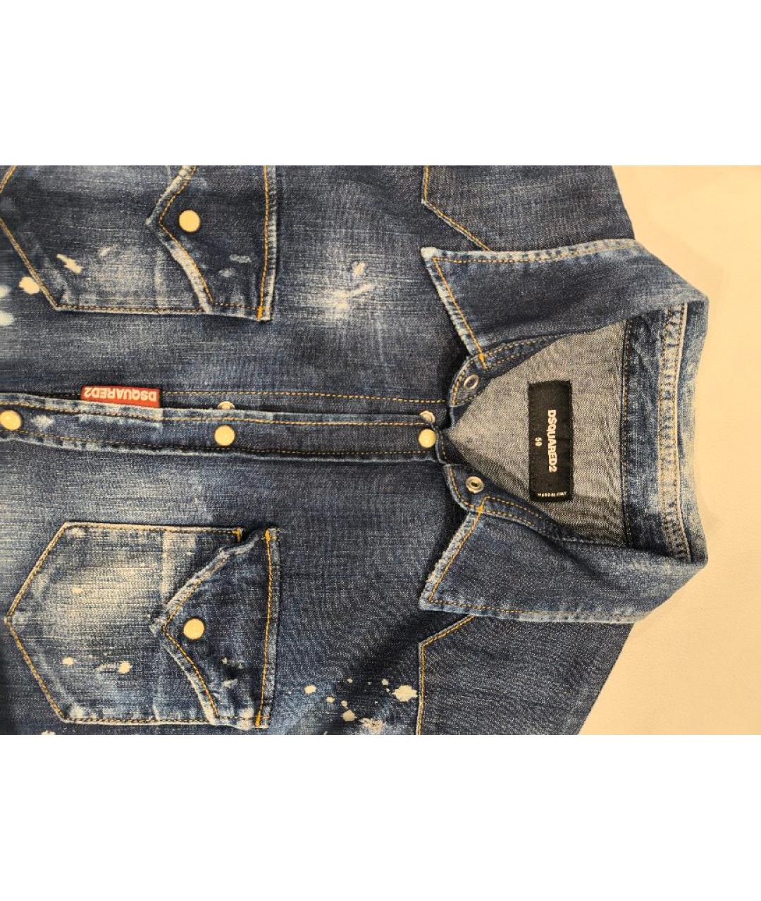 DSQUARED2 Голубая хлопковая кэжуал рубашка, фото 5