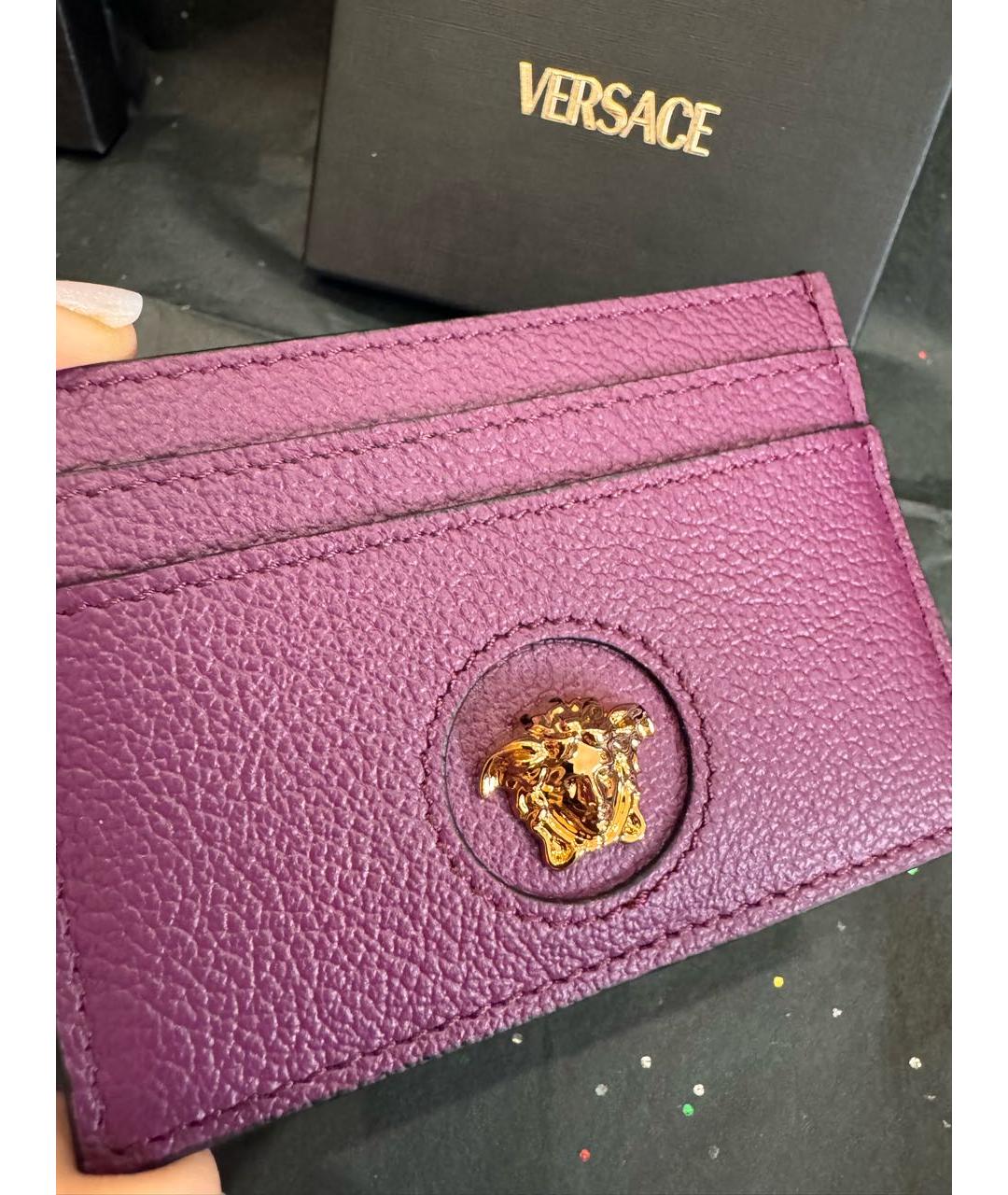 VERSACE Фиолетовый кожаный кардхолдер, фото 3