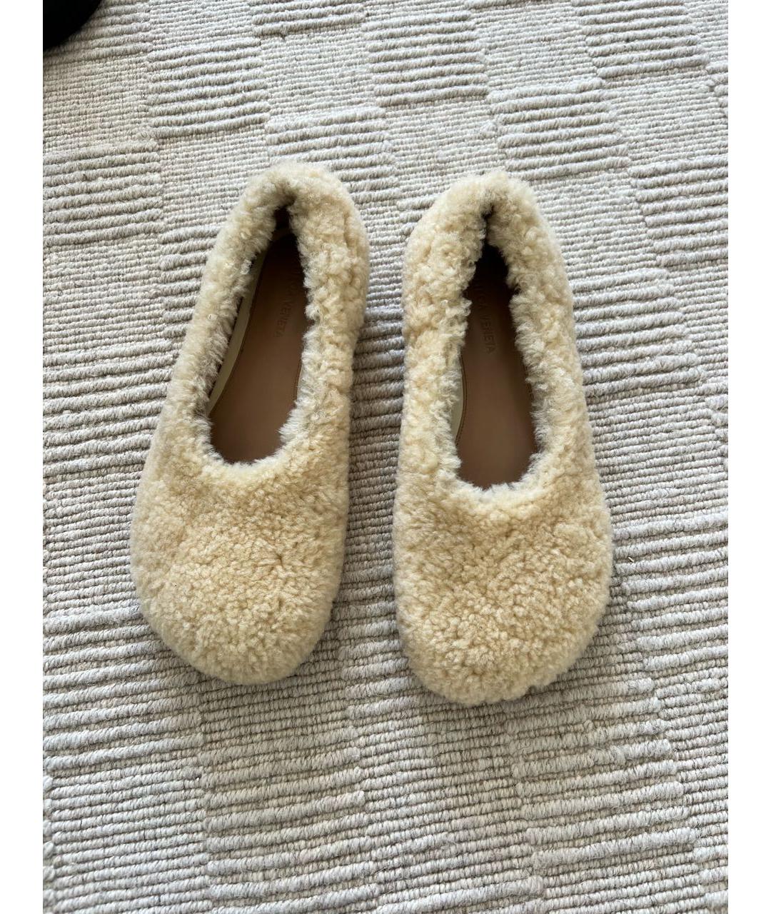 BOTTEGA VENETA Бежевые текстильные балетки, фото 8