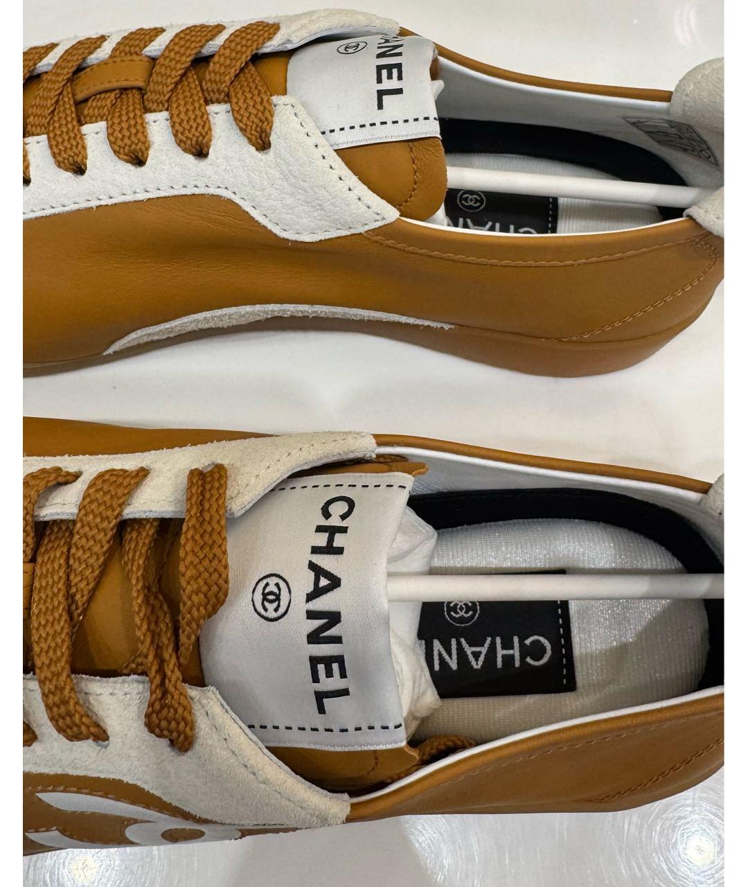 CHANEL Горчичные кожаные кеды, фото 5