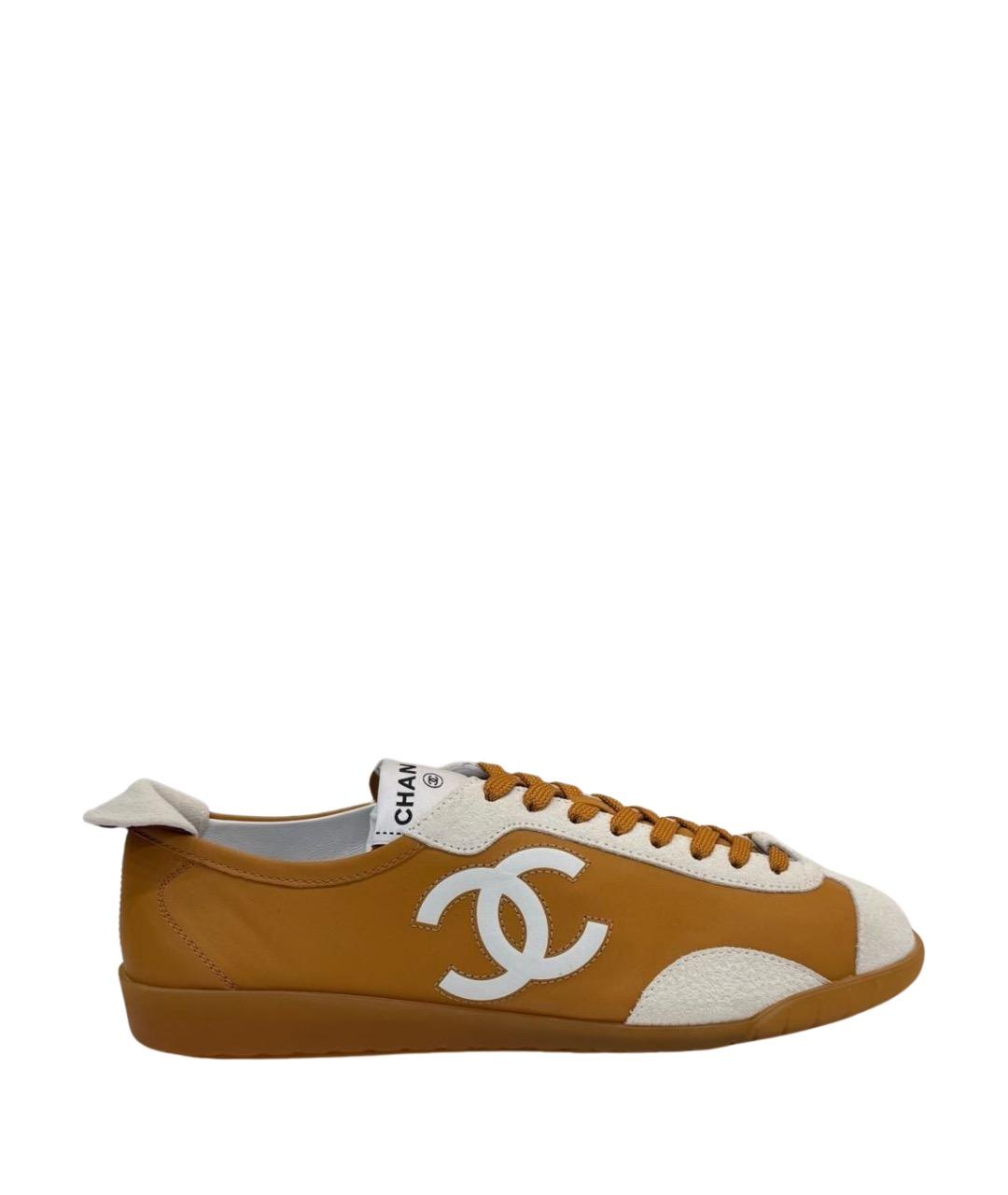 CHANEL Горчичные кожаные кеды, фото 1