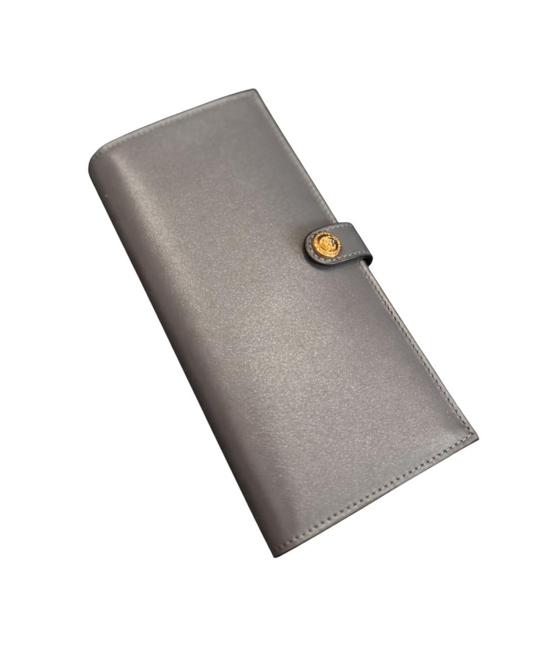 VERSACE Серый кожаный кошелек, фото 7