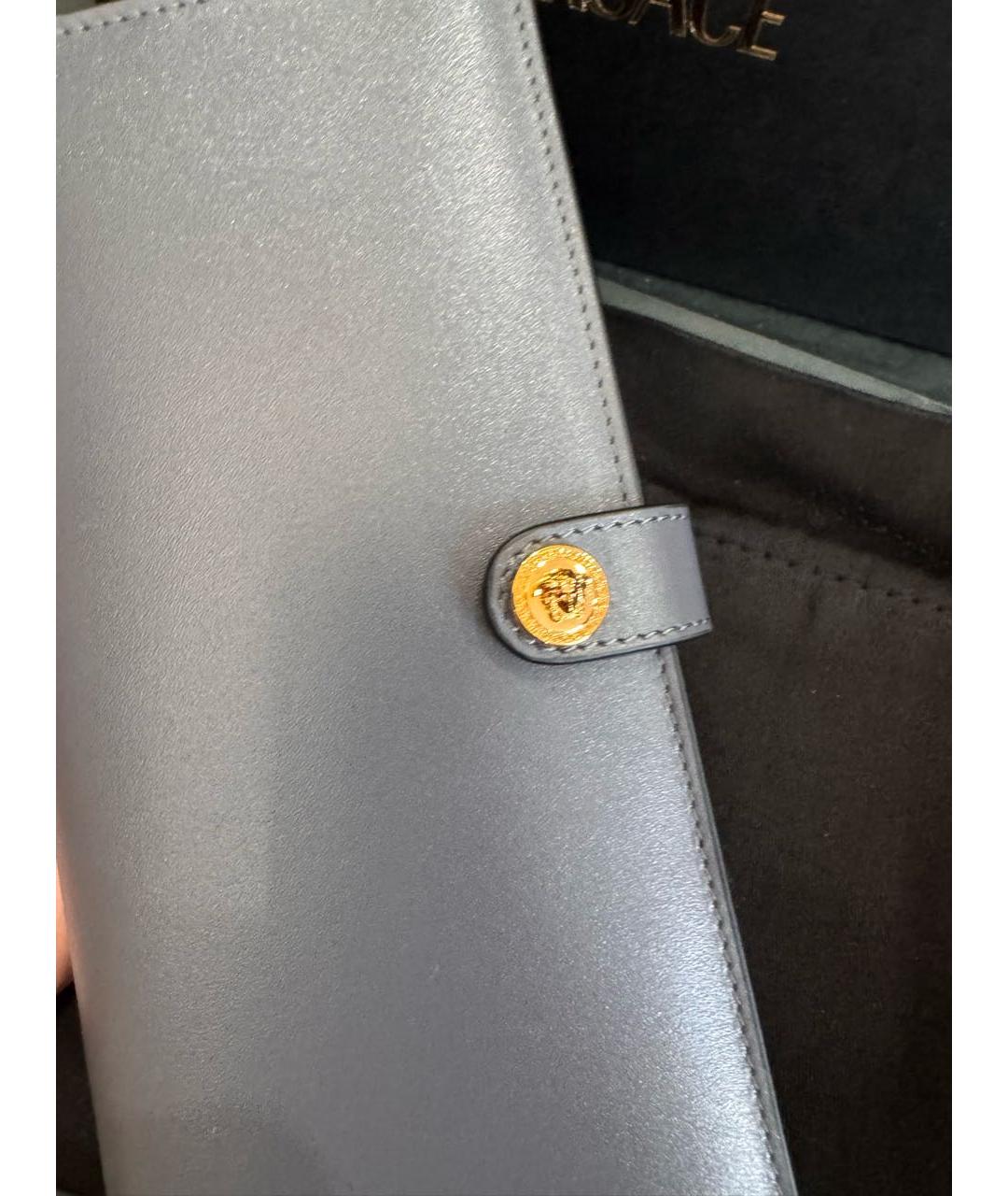 VERSACE Серый кожаный кошелек, фото 3