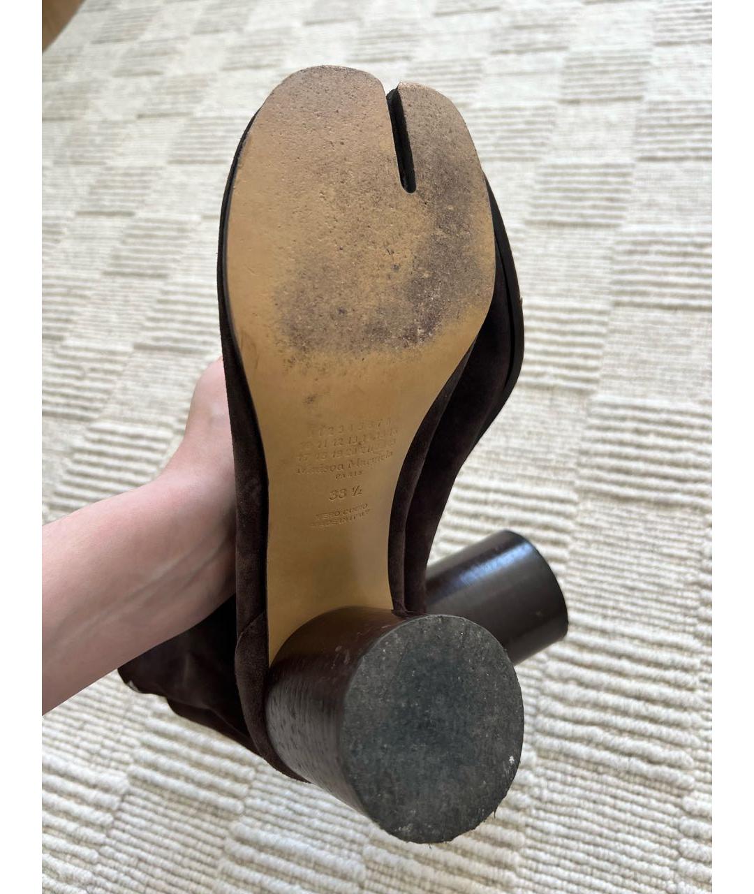 MAISON MARGIELA Коричневые замшевые ботильоны, фото 5