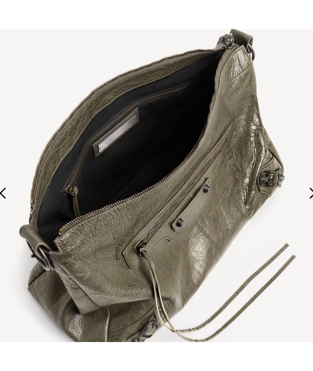 BALENCIAGA Хаки кожаная сумка тоут, фото 4