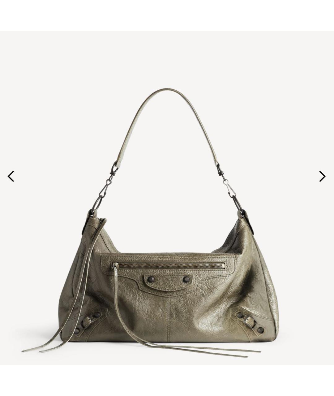 BALENCIAGA Хаки кожаная сумка тоут, фото 3