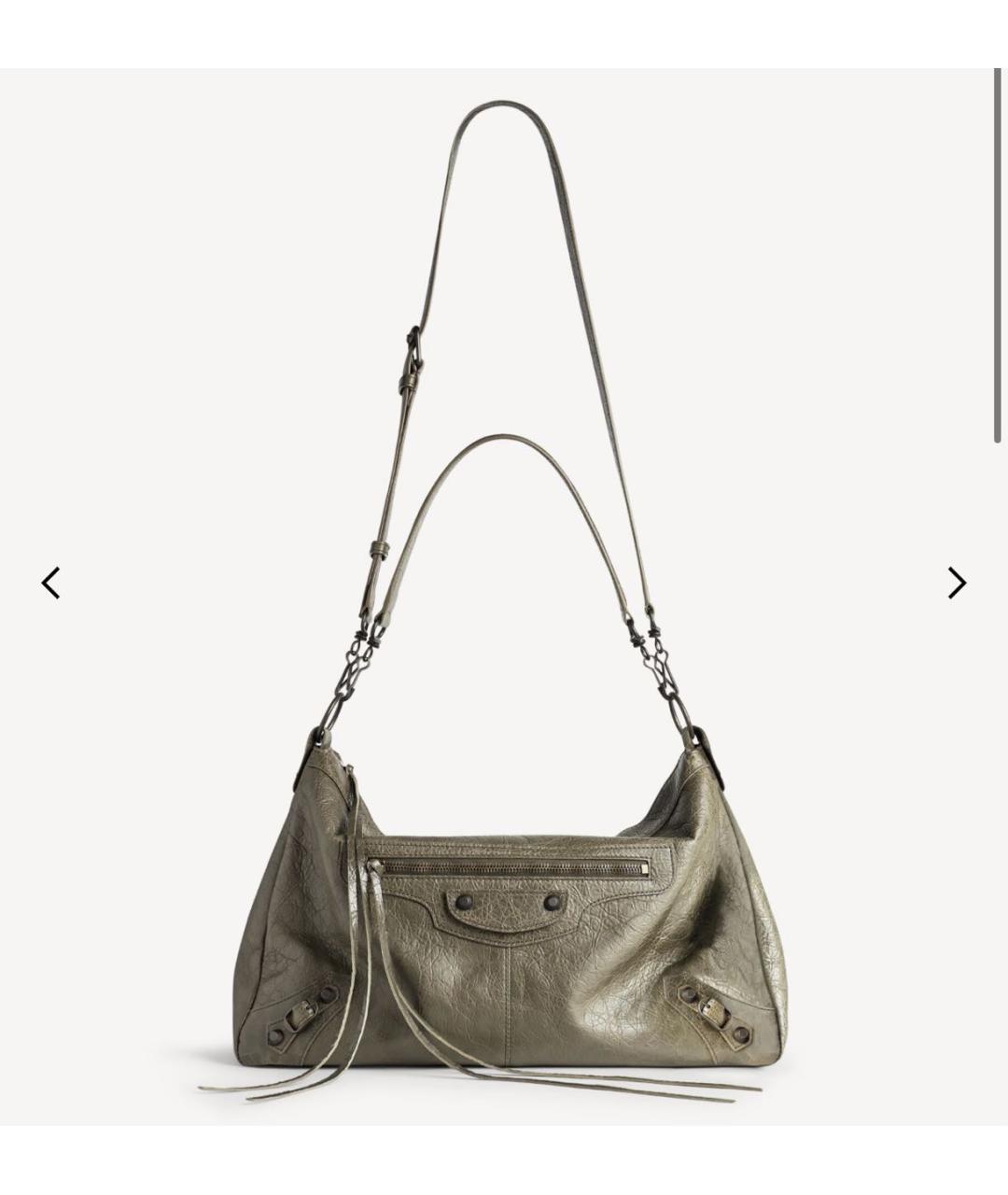 BALENCIAGA Хаки кожаная сумка тоут, фото 5