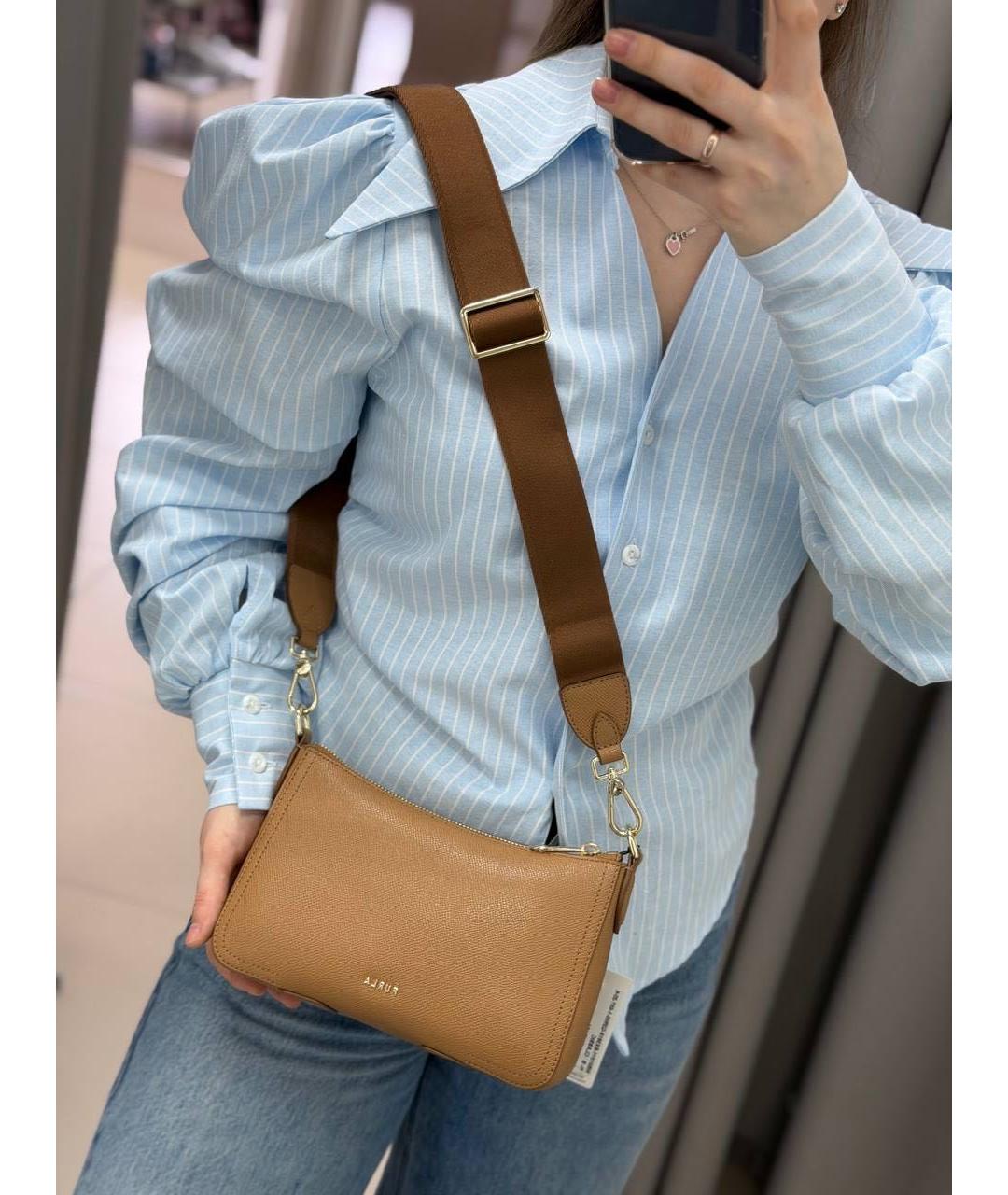 FURLA Коричневая кожаная сумка через плечо, фото 2